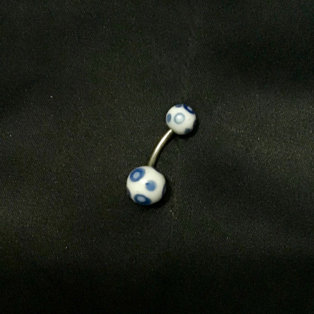 NWOT White with Blue circles belly ring
